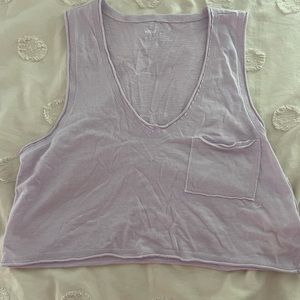 Aerie Breezy Linen V-Neck Pocket Tank Top